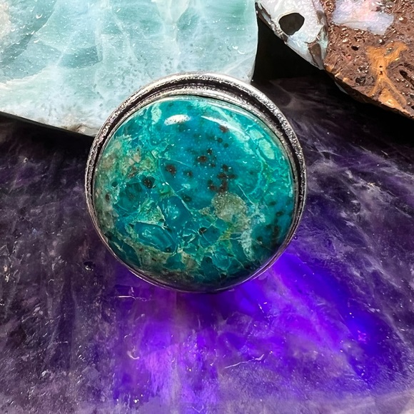 Hand Crafted Jewelry - Chrysocolla size 6.5 ring (Z-6)